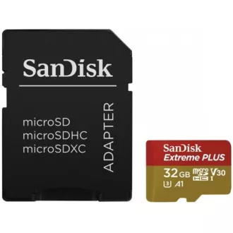 SanDisk MicroSDHC kartica 32GB Extreme PLUS (10MB/s, UHS-I V30, Rescue Pro Deluxe) + adapter