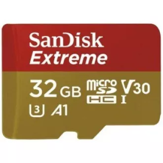 SanDisk MicroSDHC 32GB Extreme kartica (100MB / s, Class 10 UHS-I V30, za akcijske kamere) + adapter
