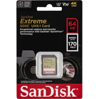SanDisk SDXC kartica 64 GB Extreme (170 MB/s klasa 10, UHS-I U3 V30) SanDisk SDXC kartica 64 GB Extreme (170 MB/s klasa 10, UHS-I U3 V30)