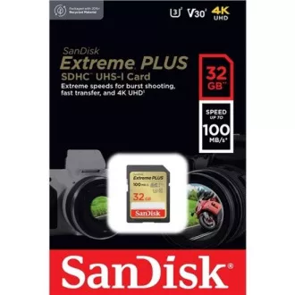 SanDisk SDHC kartica 32 GB Extreme PLUS (100 MB/s klasa 10, UHS-I U3 V30) SanDisk SDHC kartica 32 GB Extreme PLUS (100 MB/s klasa 10, UHS-I U3 V30)