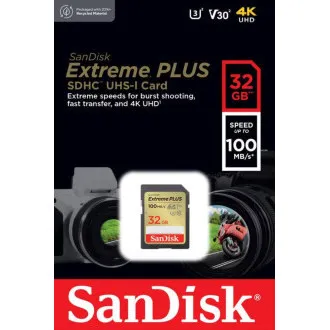 SanDisk SDHC kartica 32 GB Extreme PLUS (100 MB/s klasa 10, UHS-I U3 V30) SanDisk SDHC kartica 32 GB Extreme PLUS (100 MB/s klasa 10, UHS-I U3 V30)