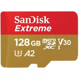 SanDisk micro SDXC kartica 128 GB Extreme (190 MB/s Class 10, UHS-I U3 V30) + adapter
