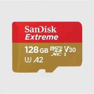 SanDisk micro SDXC kartica 128 GB Extreme (190 MB/s Class 10, UHS-I U3 V30) + adapter