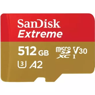 SanDisk micro SDXC kartica 512 GB Extreme (190 MB/s Class 10, UHS-I U3 V30) + adapter