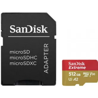SanDisk micro SDXC kartica 512 GB Extreme (190 MB/s Class 10, UHS-I U3 V30) + adapter