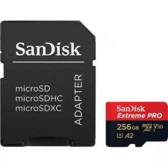 SanDisk micro SDXC kartica 256 GB Extreme PRO (200 MB/s Class 10, UHS-I U3 V30) + adapter