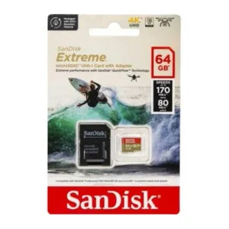 SanDisk micro SDXC kartica 64GB Extreme Action kamere i dronovi (170 MB/s klasa 10, UHS-I U3 V30) + adapter SanDisk micro SDXC kartica 64GB Extreme Action kamere i dronovi (170 MB/s klasa 10, UHS-I U3 V30) + adapter
