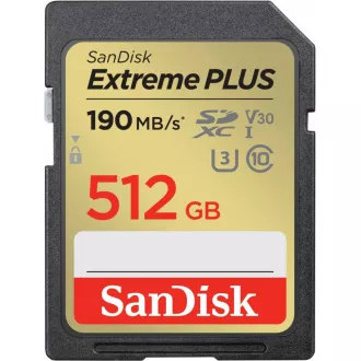 SanDisk SDXC kartica 512 GB Extreme PLUS (R 190 MB/s W130 MB/s Klasa 10, UHS-I U3 V30)