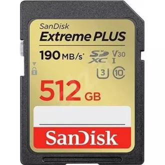 SanDisk SDXC kartica 512 GB Extreme PLUS (R 190 MB/s W130 MB/s Klasa 10, UHS-I U3 V30)