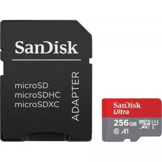 SanDisk MicroSDXC kartica 256GB Ultra (150 MB/s, A1 klasa 10 UHS-I) + adapter