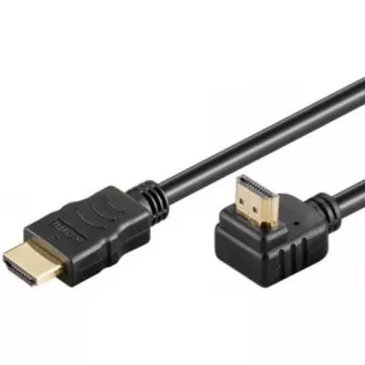 PremiumCord HDMI High Speed+Ethernet kabel, pozlaćeni savijeni konektor 270° 1m