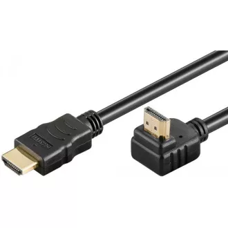 PremiumCord HDMI High Speed+Ethernet kabel, pozlaćeni savijeni konektor 270° 1m