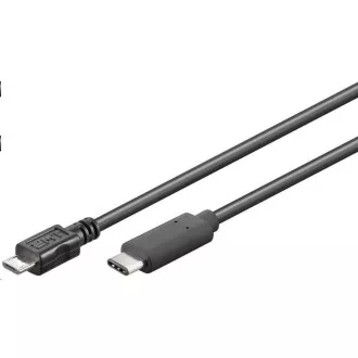 PremiumCord kabel USB 3.1 konektor C/muški - USB 2.0 Micro-B/muški, crni, 0,6m