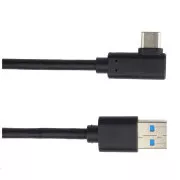 PREMIUMCORD USB kabel tipa C/M savijeni konektor 90° - USB 3.0 A/M, 2m