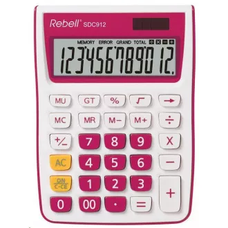 REBELL kalkulator - SDC912 PK - ružičasti