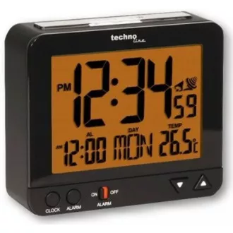 TechnoLine WT 195 - crna digitalna budilica s termometrom