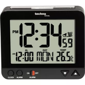 TechnoLine WT 195 - crna digitalna budilica s termometrom