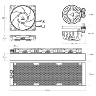 ARCTIC Liquid Freezer III 360 Pro ARGB hladnjak vode, 3x120mm, AM5, LGA1851, bijela