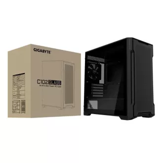 GIGABYTE kućište GB-C102G, Mid Tower, 2x USB3.0, Prozirna bočna ploča, 2x 120 mm ventilator, crno