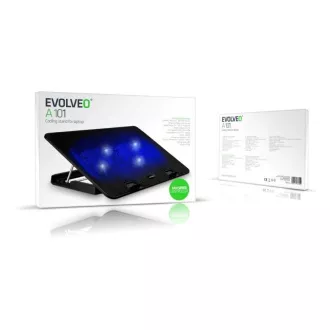 EVOLVEO hladnjača za NTB A101, do 17", 2x 120 mm ventilatora, plavo pozadinsko osvjetljenje, crna