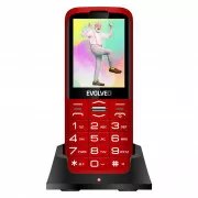 EVOLVEO EasyPhone XO, mobitel za starije osobe sa postoljem za punjenje, crveni