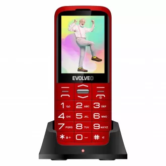 EVOLVEO EasyPhone XO, mobitel za starije osobe sa postoljem za punjenje, crveni