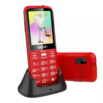 EVOLVEO EasyPhone XO, mobitel za starije osobe sa postoljem za punjenje, crveni