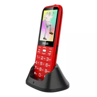 EVOLVEO EasyPhone XO, mobitel za starije osobe sa postoljem za punjenje, crveni