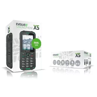 EVOLVEO StrongPhone X5, vodootporni izdržljivi Dual SIM telefon, crno-zeleni
