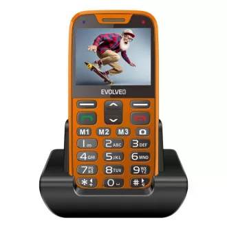 EVOLVEO EasyPhone XR, mobitel za starije osobe s postoljem za punjenje, narančaste boje