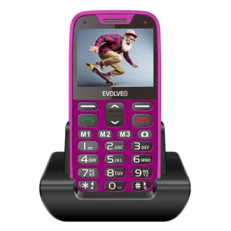 EVOLVEO EasyPhone XR, mobitel za starije osobe s postoljem za punjenje, roze boje