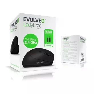 EVOLVEO LadyErgo, tihi vertikalni ergonomski miš, 2.4GHz, crni