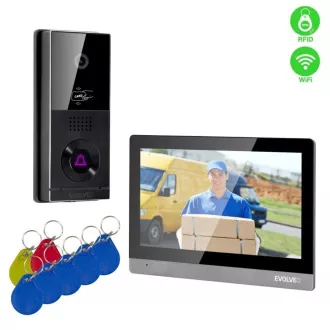 EVOLVEO DoorPhone AHD10, Kućni WiFi video portafon s kontrolom vrata i RFID-om, crno-srebrni 10" monitor, 32 GB
