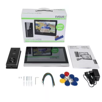 EVOLVEO DoorPhone AHD10, Kućni WiFi video portafon s kontrolom vrata i RFID-om, crno-srebrni 10" monitor, 32 GB