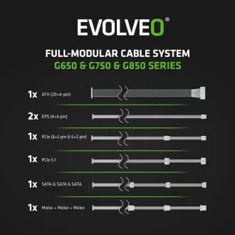 EVOLVEO G850 napajanje 850W, 80+ GOLD, ATX 3.1, aPFC, 140 mm ventilator