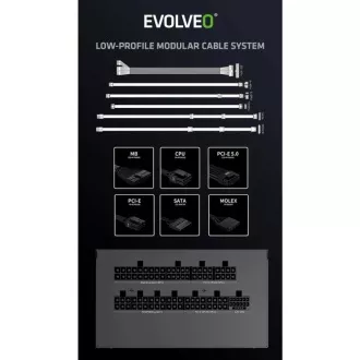 EVOLVEO G850 napajanje 850W, 80+ GOLD, ATX 3.1, aPFC, 140 mm ventilator