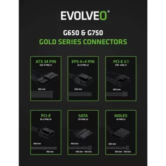 EVOLVEO G850 napajanje 850W, 80+ GOLD, ATX 3.1, aPFC, 140 mm ventilator