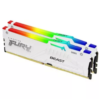 KINGSTON DIMM DDR5 32GB (Komplet od 2) 6000MT/s CL40 FURY Beast White RGB XMP