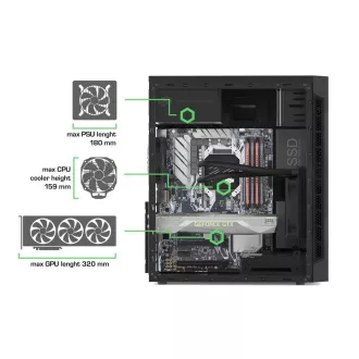 SilentiumPC kućište MidT Armis AR1 Pure Black / SD čitač / 2x USB 3.0 / 1x 80 mm ventilator / crno