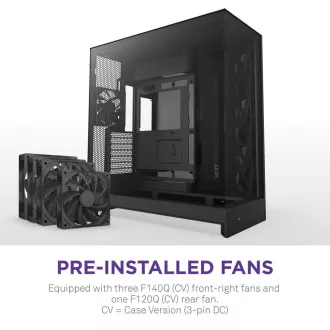 NZXT H9 Flow dvokomorno ATX kućište / 4x140 mm ventilator / do 10x ventilatora / perforirani vrh / staklene stranice, prednja strana / crno