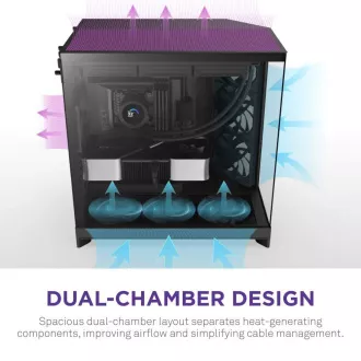 NZXT H9 Flow dvokomorno ATX kućište / 4x140 mm ventilator / do 10x ventilatora / perforirani vrh / staklene stranice, prednja strana / crno