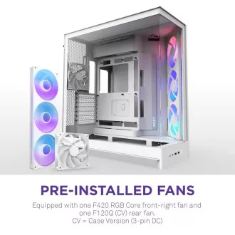 NZXT H9 Flow ARGB dvokomorno ATX kućište / 3xRGB 140 mm / 1x 120 mm ventilator / staklo / bijelo