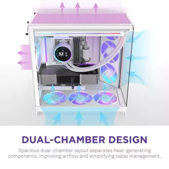 NZXT H9 Flow ARGB dvokomorno ATX kućište / 3xRGB 140 mm / 1x 120 mm ventilator / staklo / bijelo
