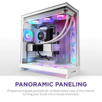 NZXT H9 Flow ARGB dvokomorno ATX kućište / 3xRGB 140 mm / 1x 120 mm ventilator / staklo / bijelo