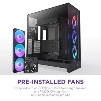 NZXT H9 Flow RGB dvokomorno ATX kućište / 1x140 RGB mm / 1x 120 mm RGB ventilator / staklo / crno