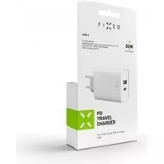 FIKSNI mrežni punjač, USB-C + USB-A konektor, PD podrška, 30 W, bijeli