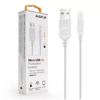 ALIGATOR podatkovni kabel s produljenim microUSB konektorom, 2A, bijeli ALIGATOR podatkovni kabel s produljenim microUSB konektorom, 2A, bijeli