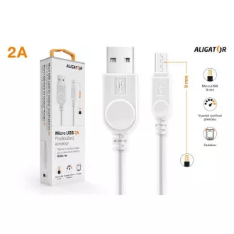 ALIGATOR podatkovni kabel s produljenim microUSB konektorom, 2A, bijeli ALIGATOR podatkovni kabel s produljenim microUSB konektorom, 2A, bijeli