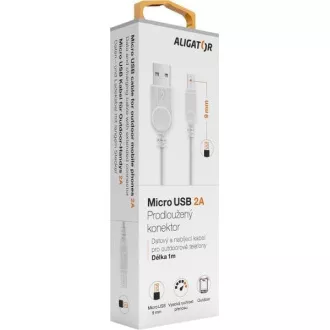 ALIGATOR podatkovni kabel s produljenim microUSB konektorom, 2A, bijeli ALIGATOR podatkovni kabel s produljenim microUSB konektorom, 2A, bijeli