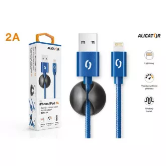 ALIGATOR podatkovni kabel PREMIUM 2A, Lightning, plavi